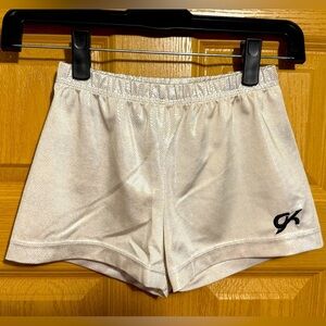 GK Women's White & Silver Metallic Gymnastics Shorts Adult Large